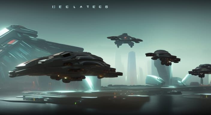 Halo-Inspired Murder Drone Starship Fleet in Space