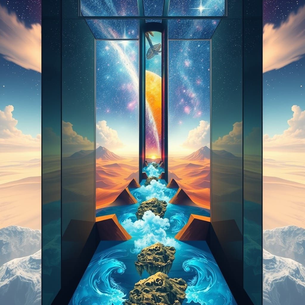 Crystal Elevator Ascends Through Infinite Worlds