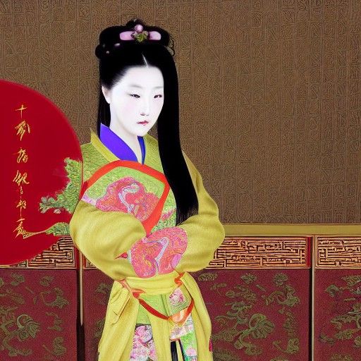 Chinese Girl in Royal Palace: Hyperrealistic Digital Art