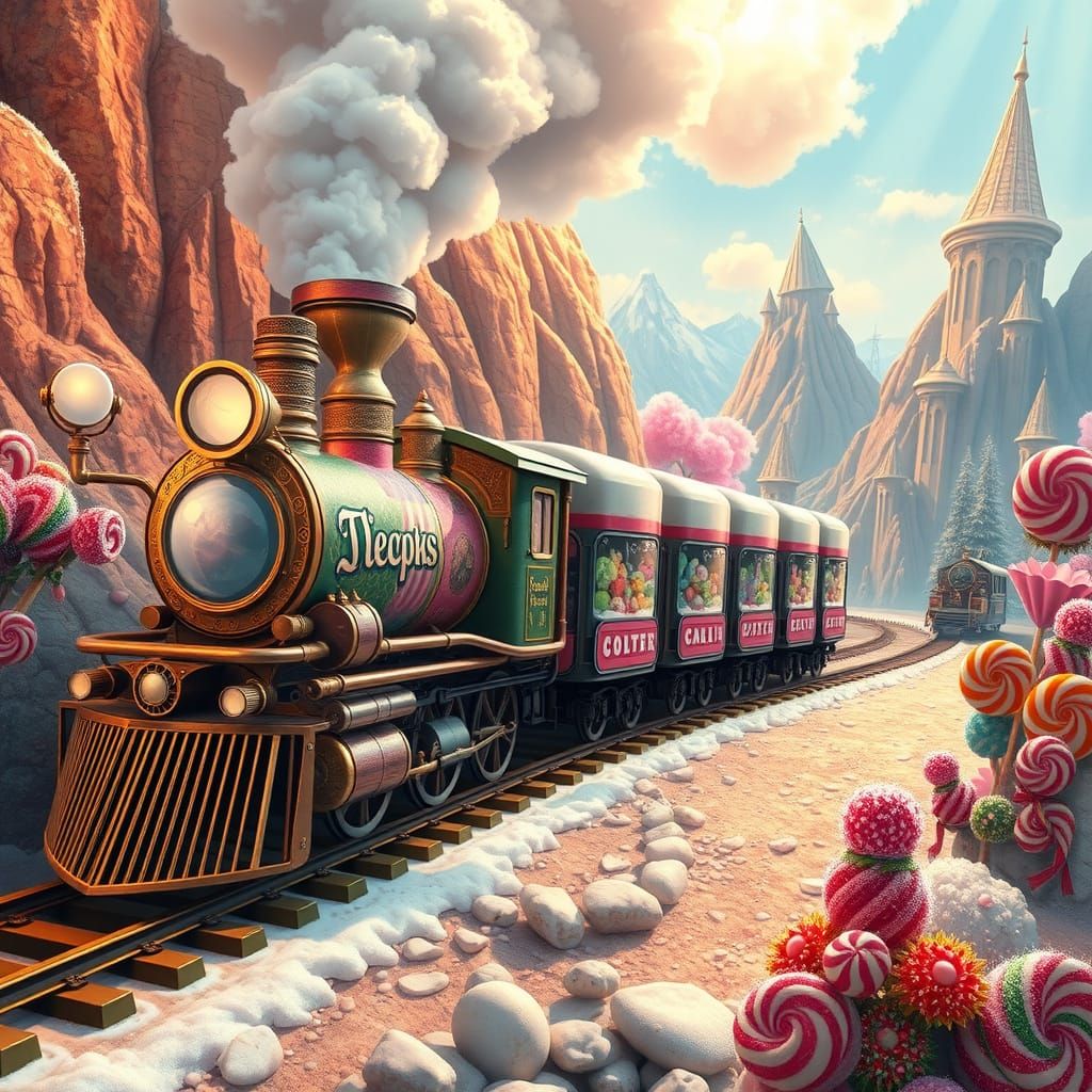 Whimsical Steampunk Train Chugs Along Sugar Mountain