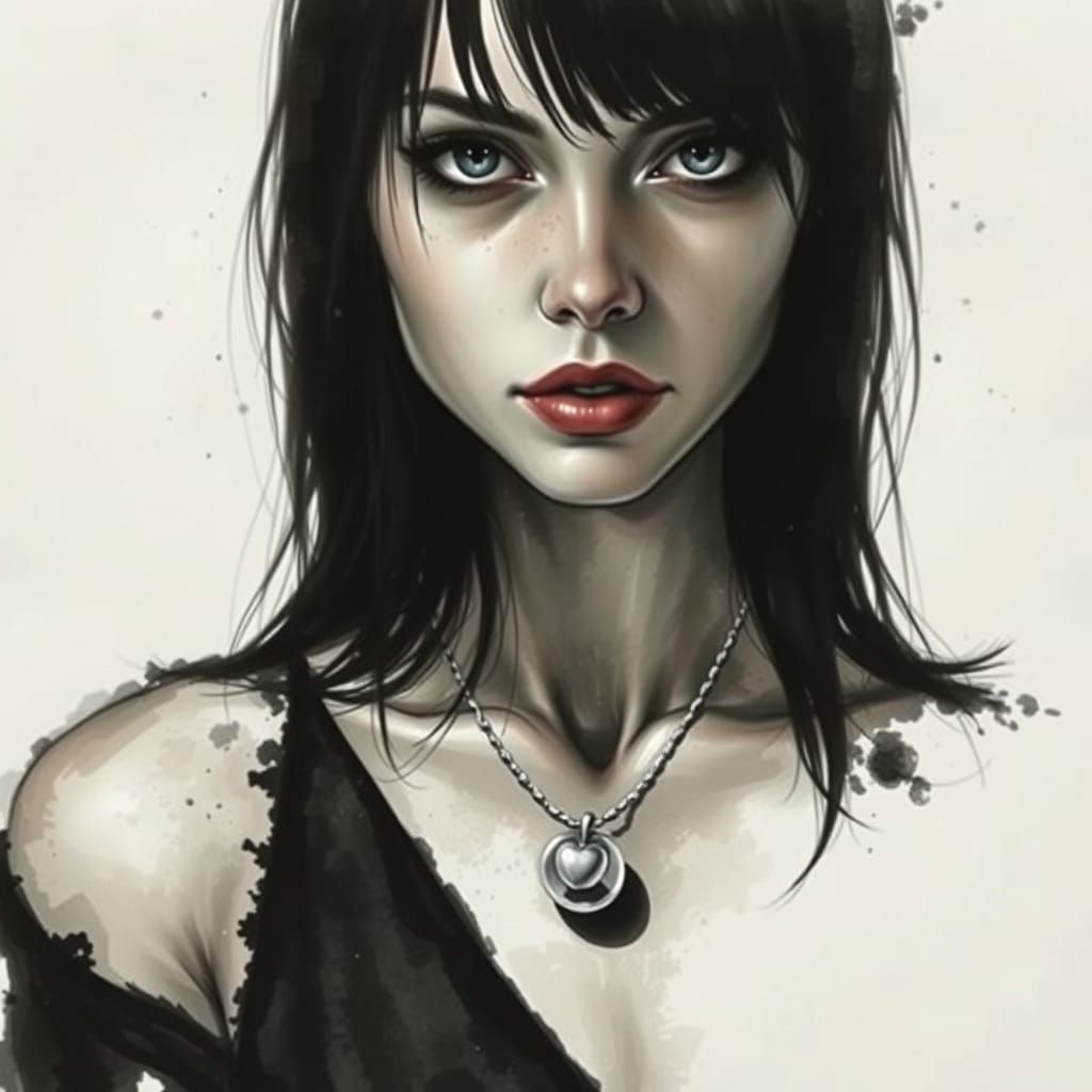 Enigmatic Woman in Dark, Moody Style