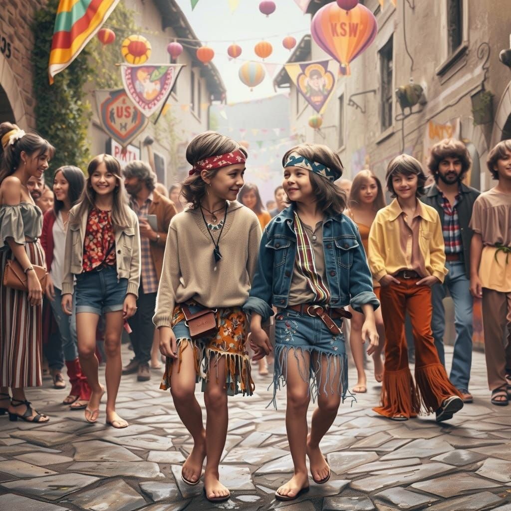 Friends Gathered in a Vibrant Atmosphere