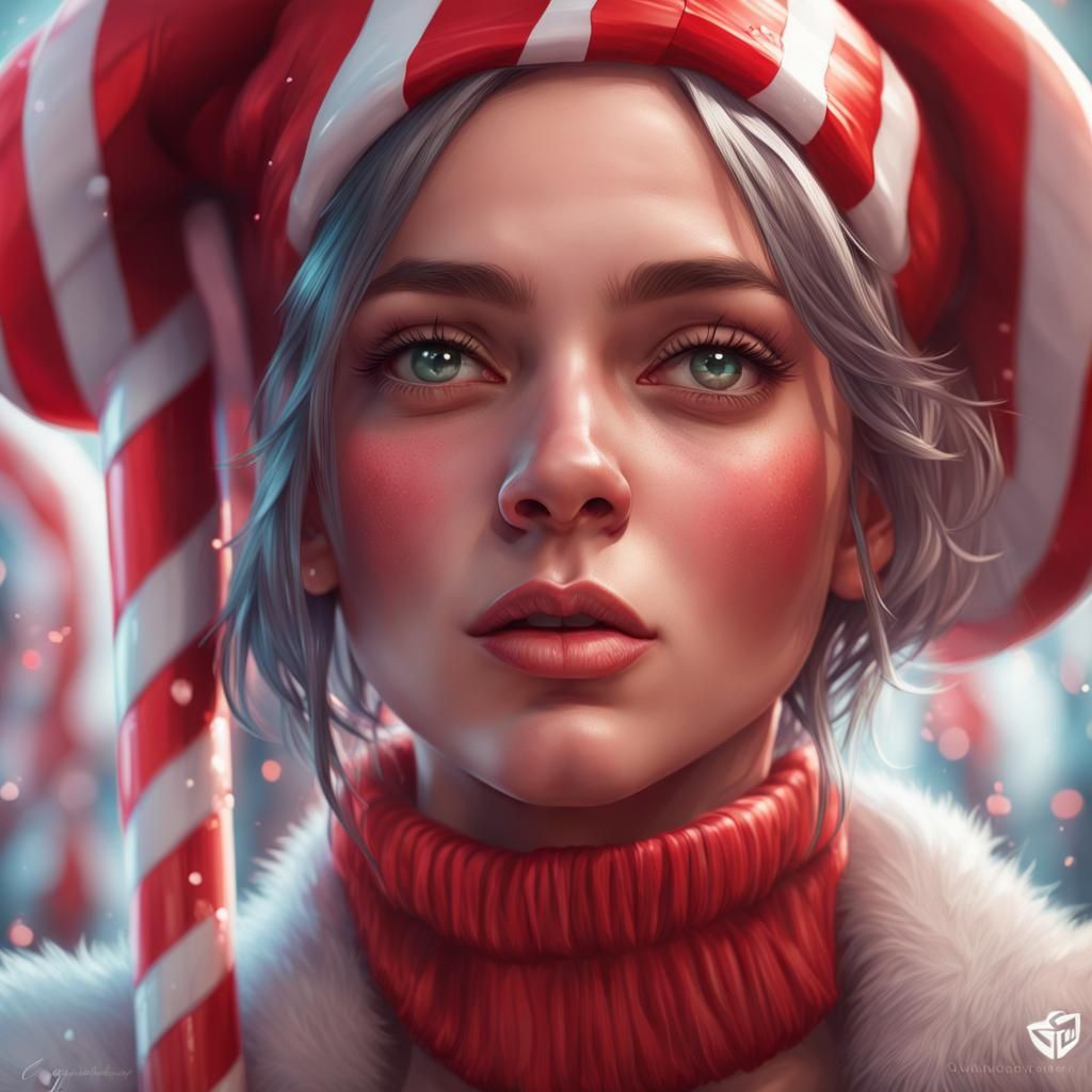 Candy Cane Portrait in Art Nouveau Style