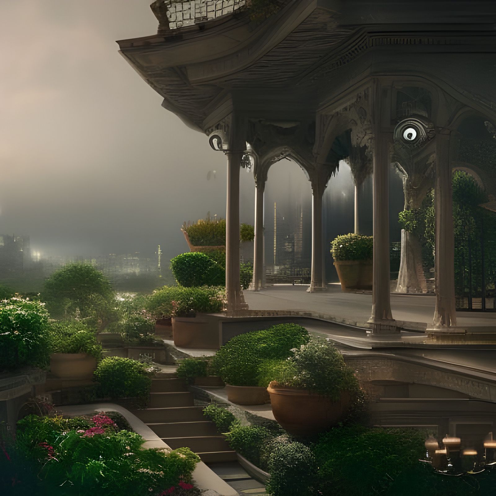 Rooftop Garden Digital Matte Painting