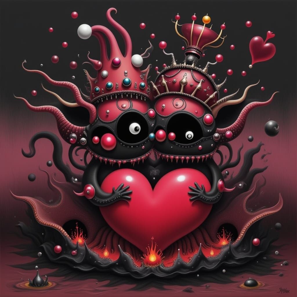 Cute Lava Creatures Erupting Love Hearts