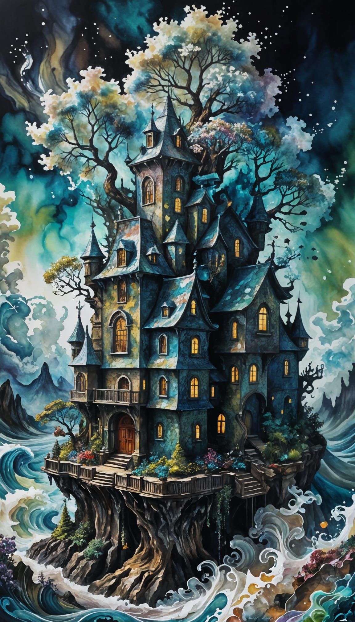 Surreal Masterpiece in Maximalist Style with Swirling Patter...