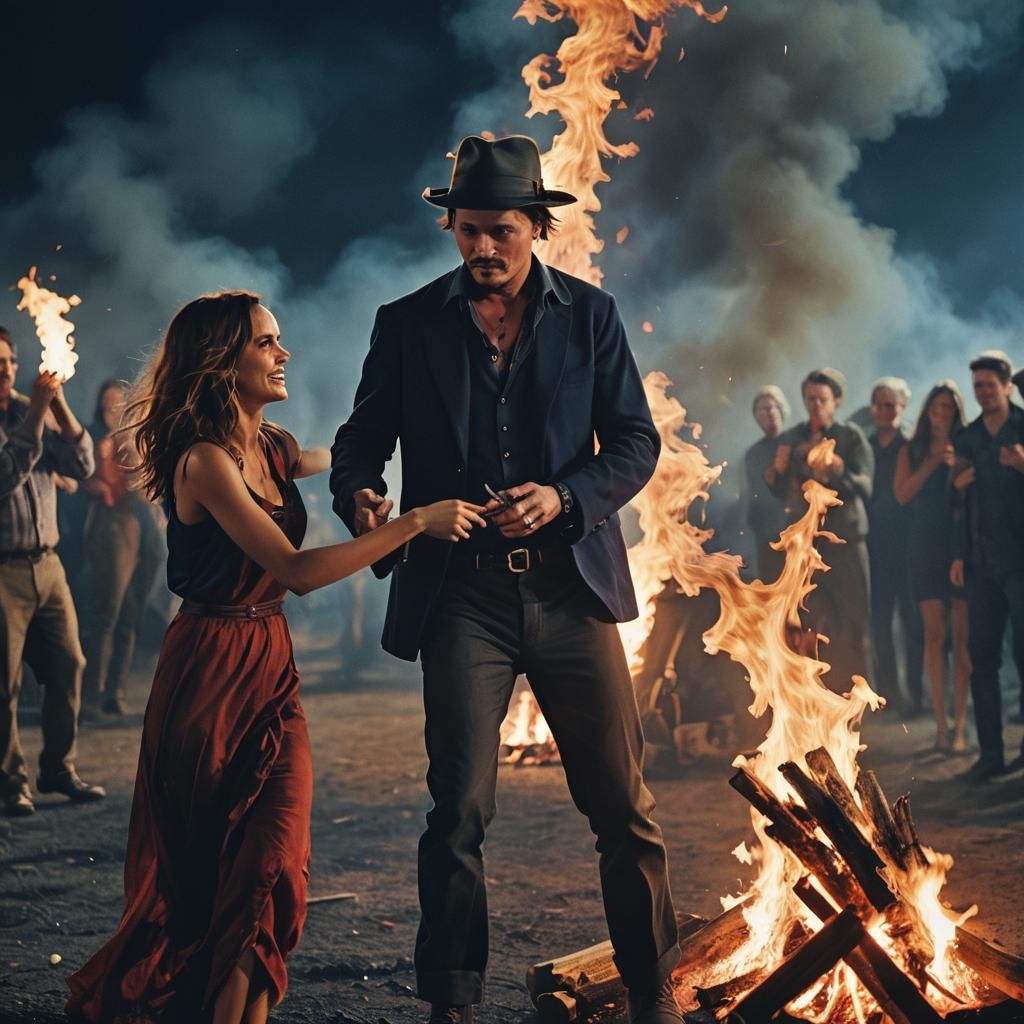 Johnny Depp and Jessica Alba Dancing at Night