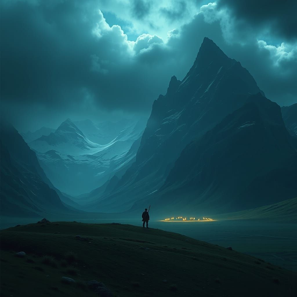 Epic Snowy Mountains Landscape in Digital Matte Painting Sty...