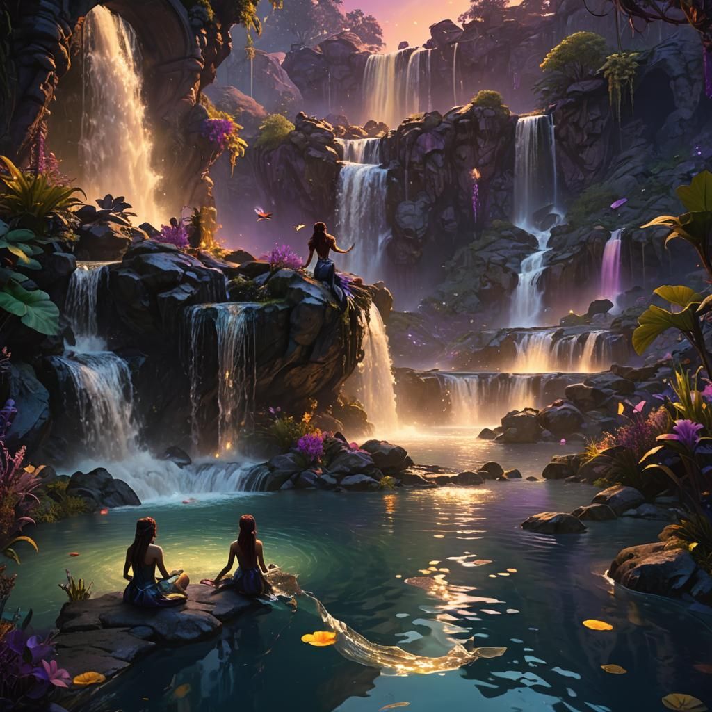 Mermaids in Lagoon: Dark Fantasy Concept Art