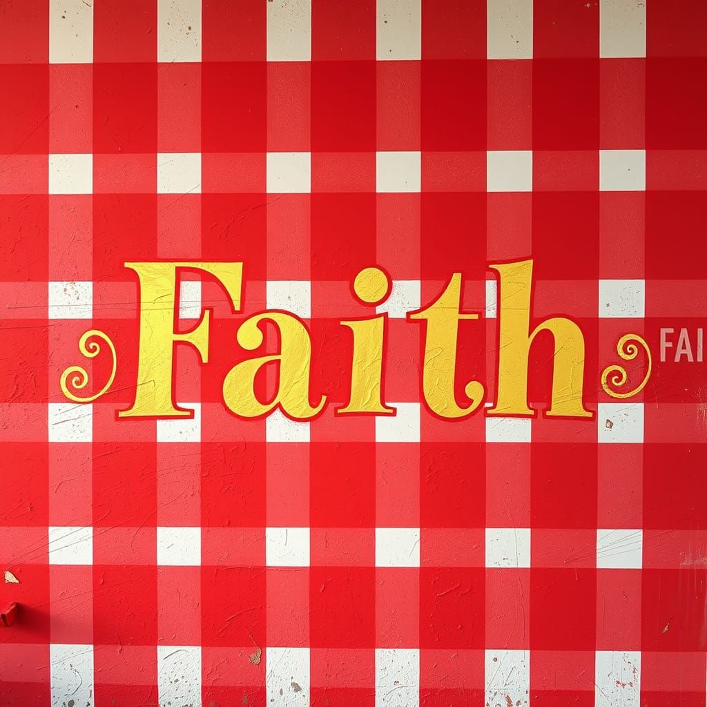 Bold Golden Lettering on a Weathered Wall in an Artistic Sty...