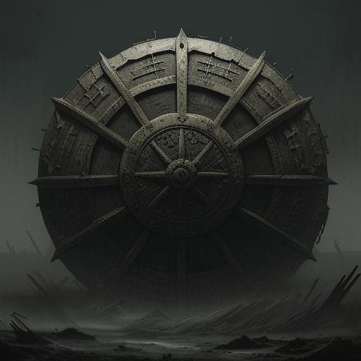 Battle-Scarred Shields in Dramatic HDR Composition