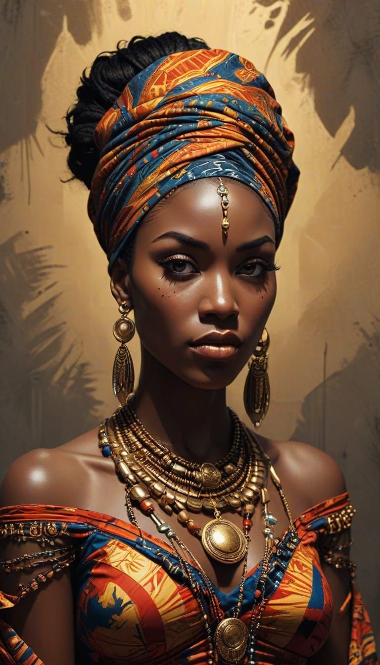 Comic Book Art: African Woman in Elegant Regalia
