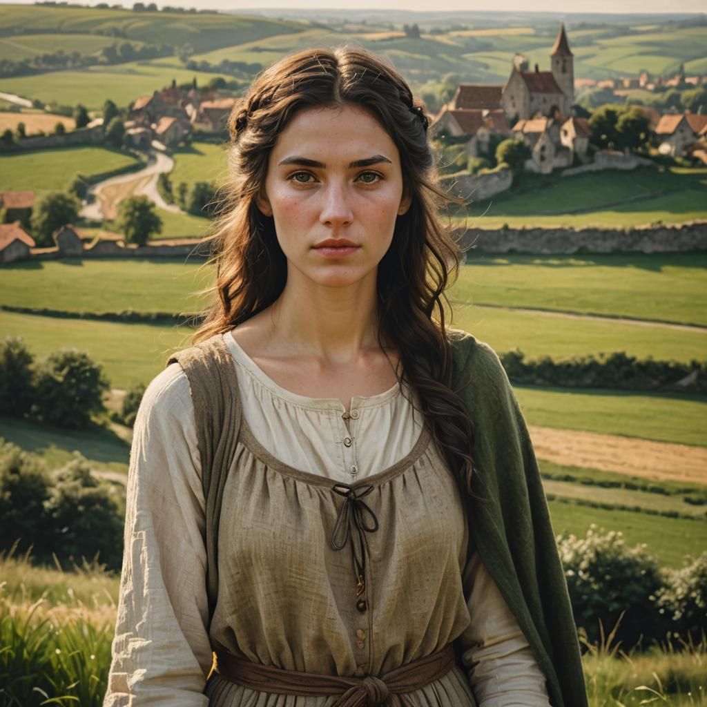 Frankish Woman Portrait in Medieval Landscape