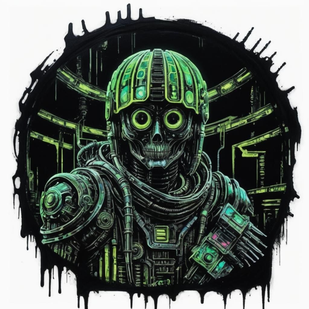 Neon Biopunk Lorica: Ghibli Baroque Mixed Media