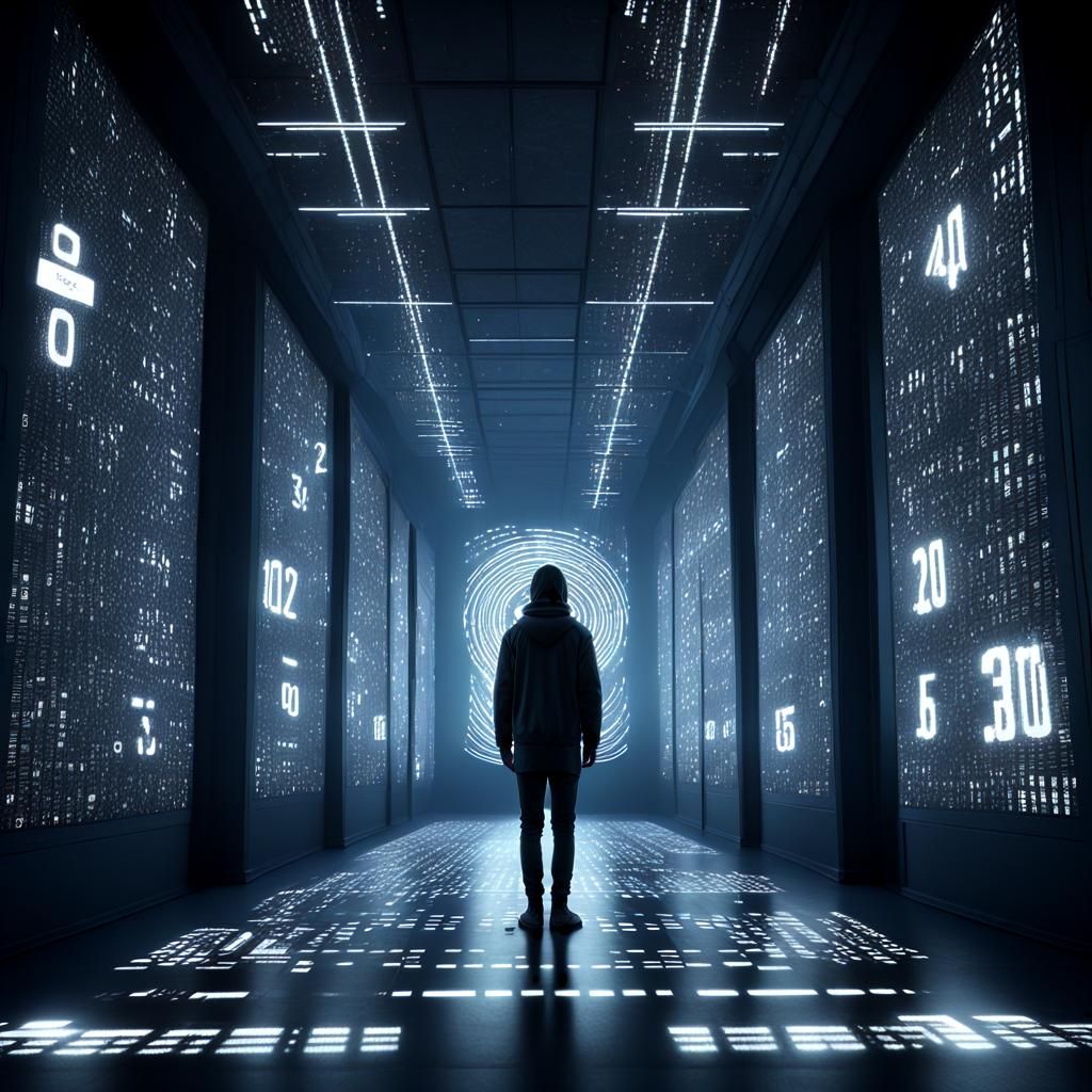 Figure of Code in Illuminated Dark Room