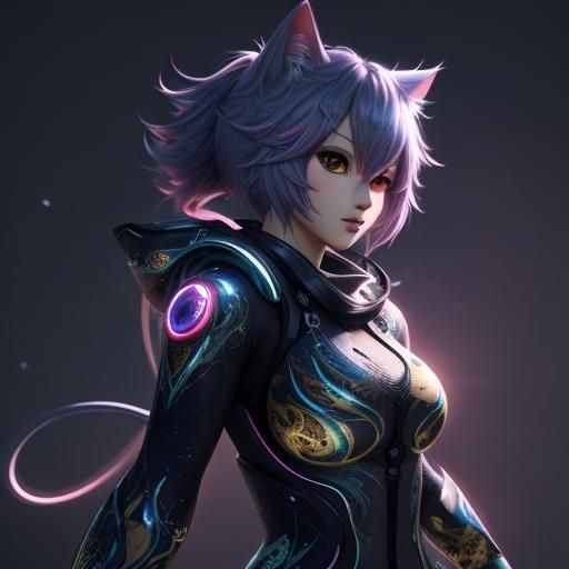 Hyperdetailed Kawaii Anime Cat-Girl Wallpaper