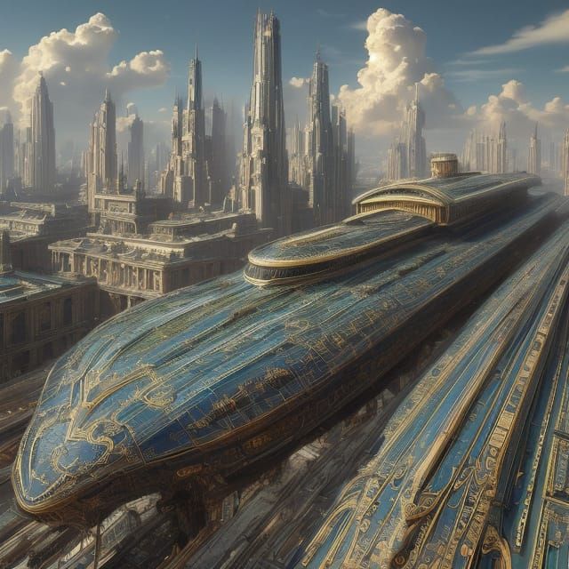 Futuristic Mach 4 Vacuum Rail Train Speeds Over Town