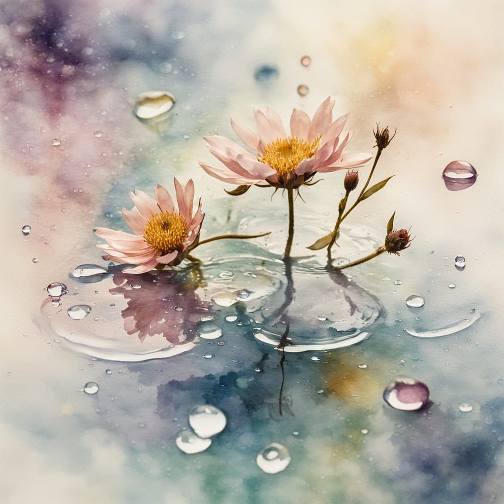 Dreamy Watercolour Droplet Macro View