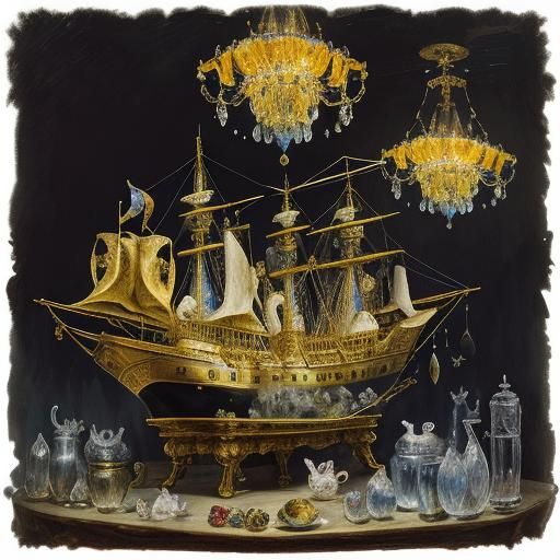 Crystal Ship with Crystal Mice and Rats
