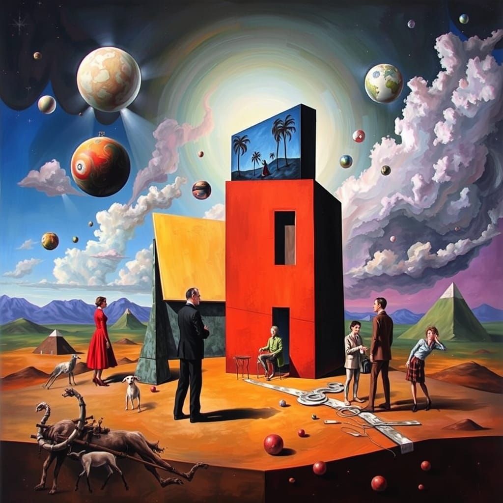 Surrealist Oil Painting Exploring Proportion