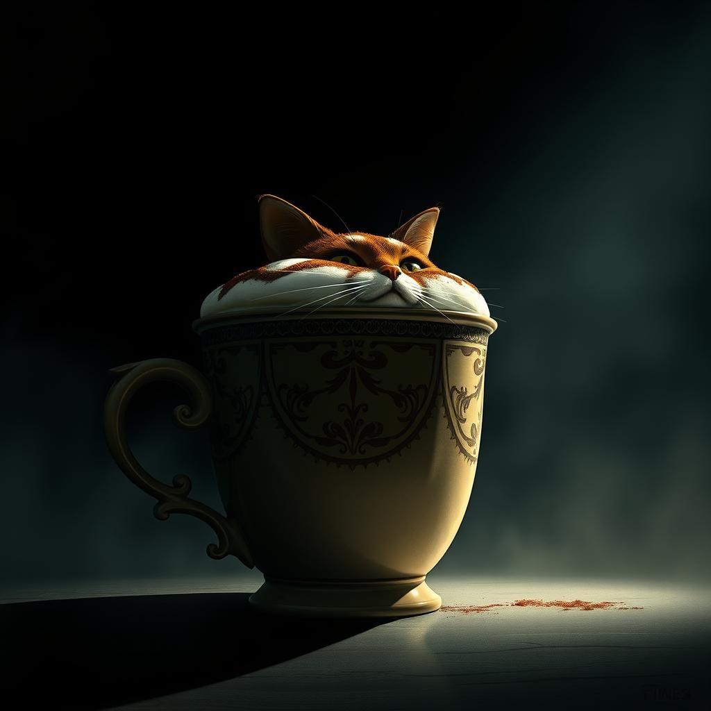 Ornate Cappuccino in Surreal Art Nouveau Style