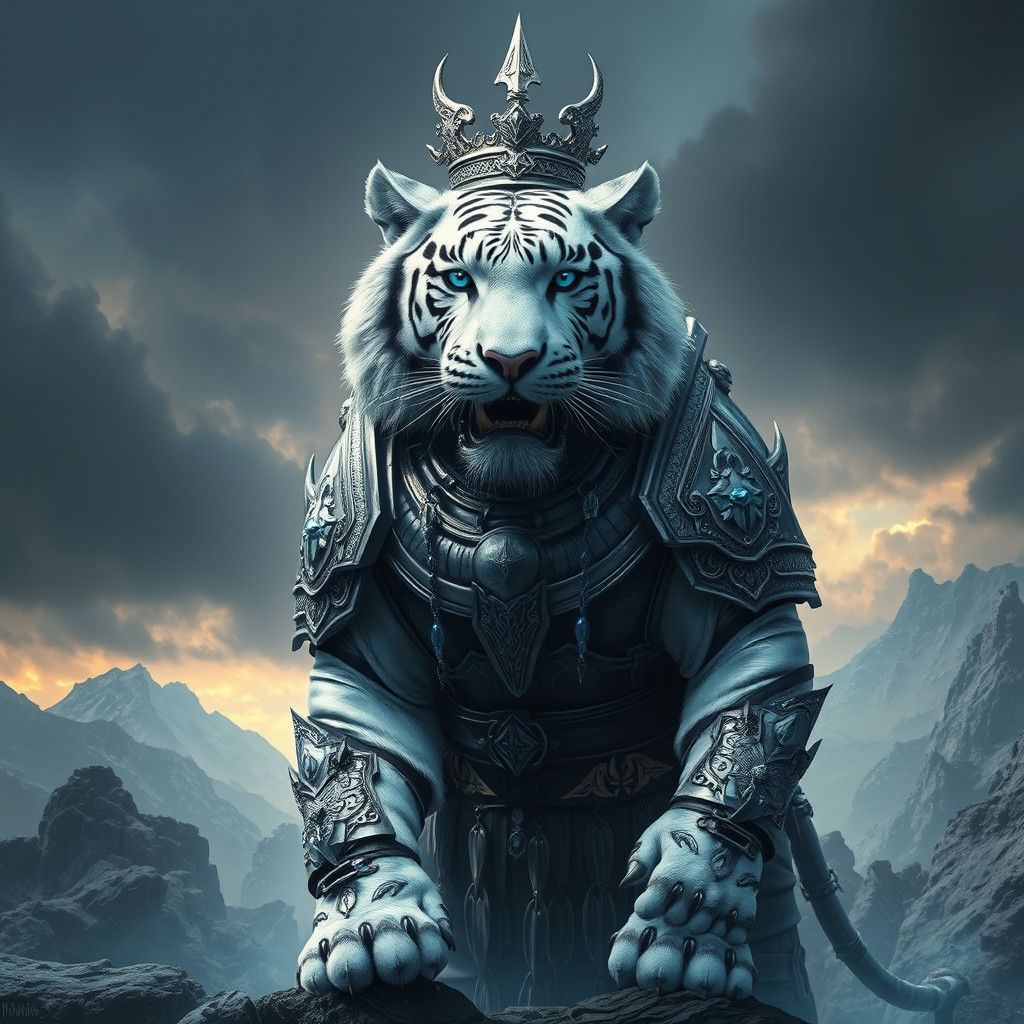 White Tiger Viking Hybrid in Silver Armor