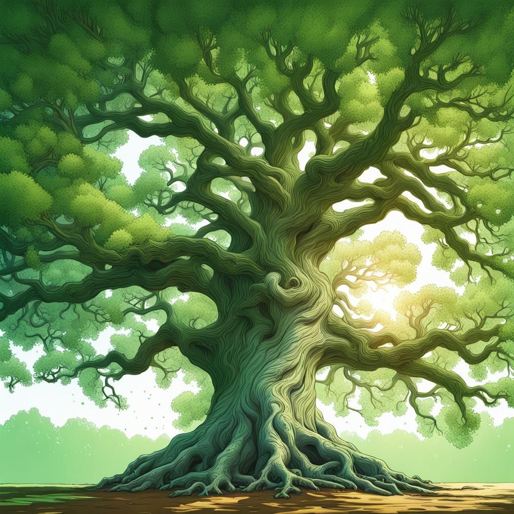 Hyperrealistic Oak Tree in Detailed Concept Art
