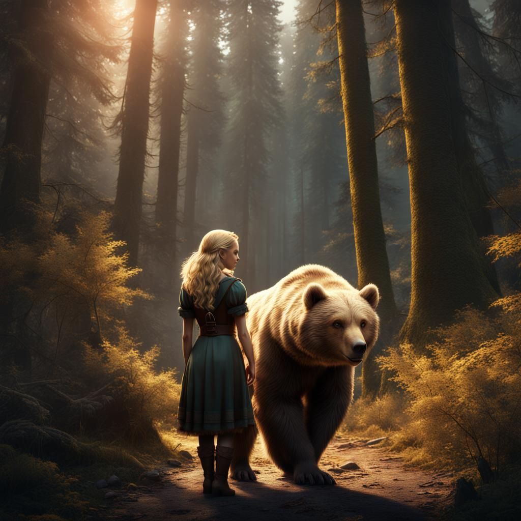 Goldilocks' Forest Walk: A Detailed Matte Painting