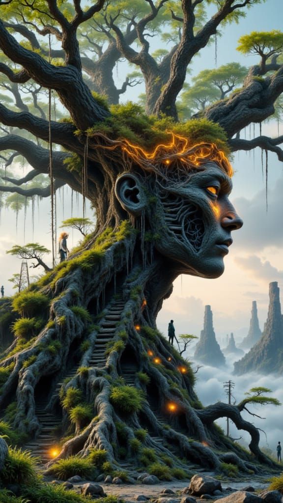 Ancient Mechanical Tree with Spectral Dancers