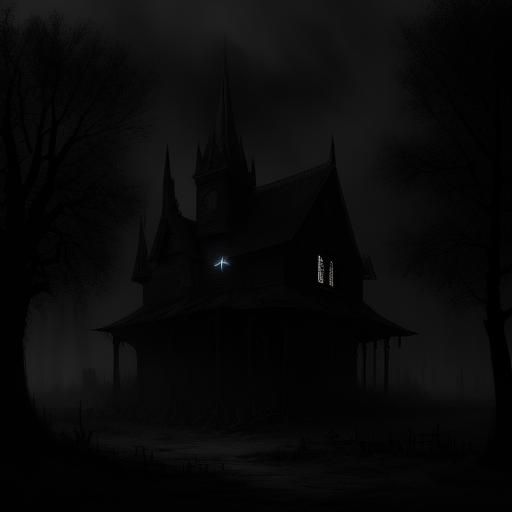 Ominous Gothic House in Misty Woods