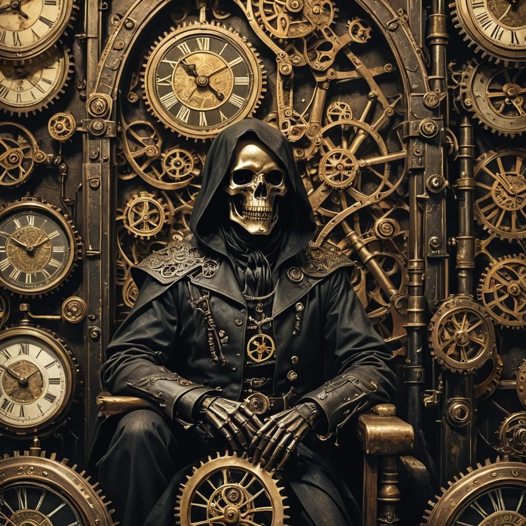 Steampunk Grim Reaper in Clock Room