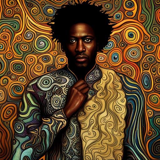 Psychedelic Hip Hop Portrait in Klimt Style