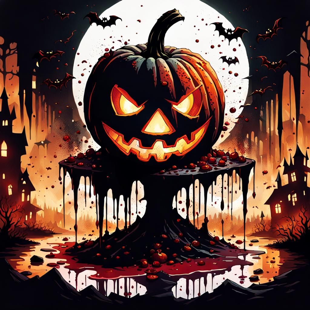 Grotesque Decaying Pumpkin Dessert in Gothic Style