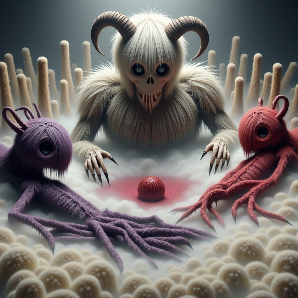 Surreal Gemstone Composition in Striking Dark Aesthetic