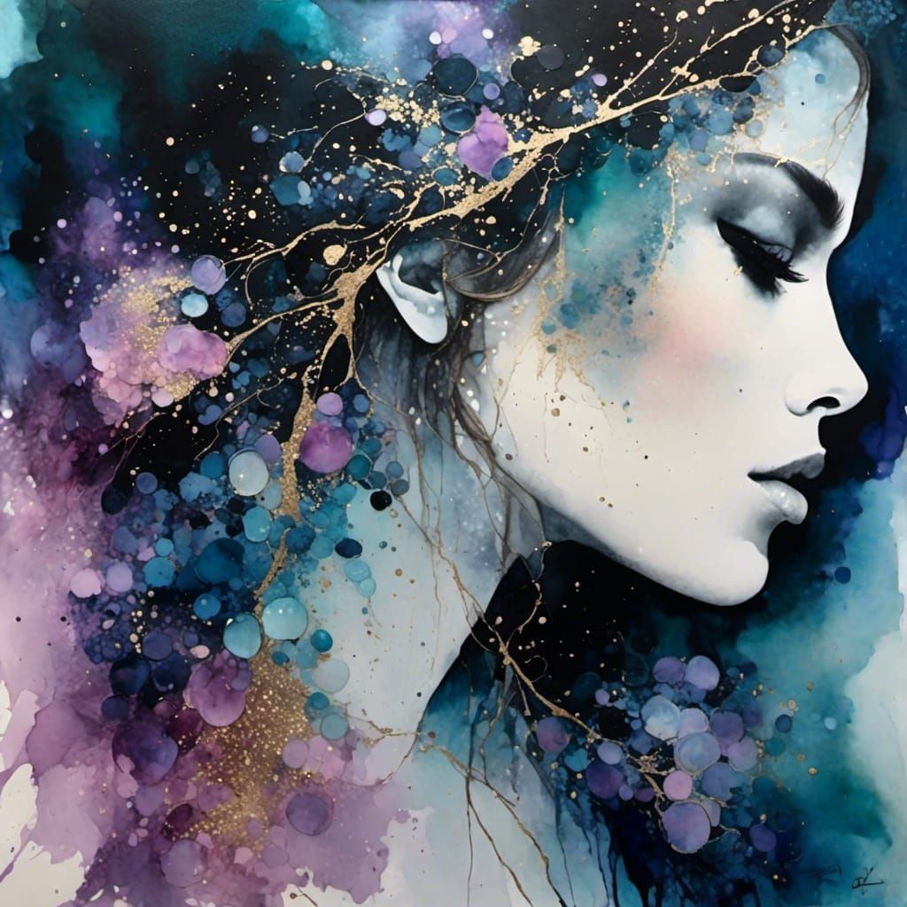 Watercolor Woman: Poetic Tears Portrait