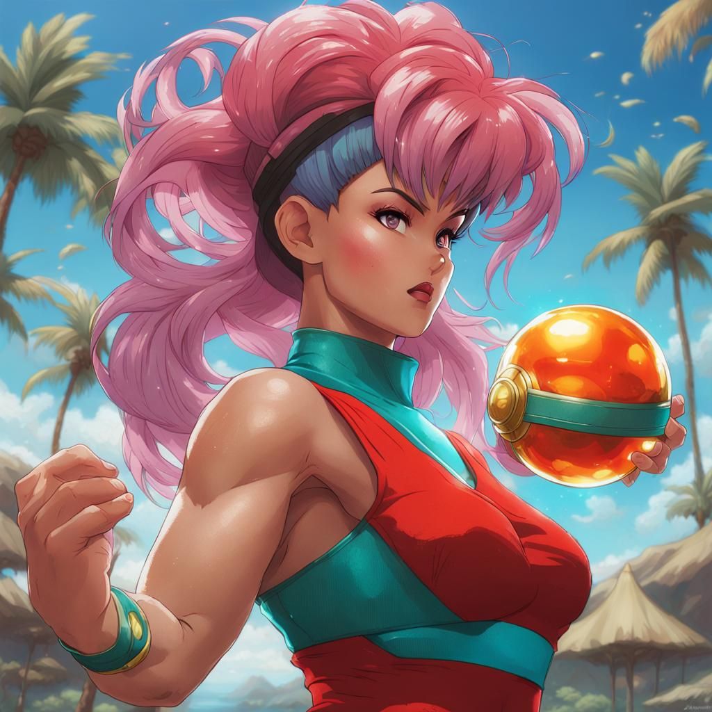 Bulma Holding Dragonball in Hyperdetailed Art