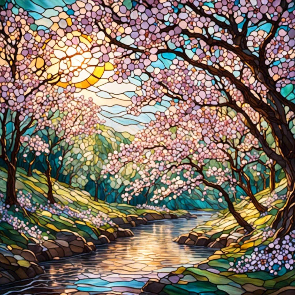 Stained glass cherry blossoms 2
