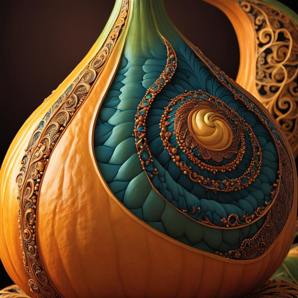 Detailed Gourd with Abstract Fractal Elements