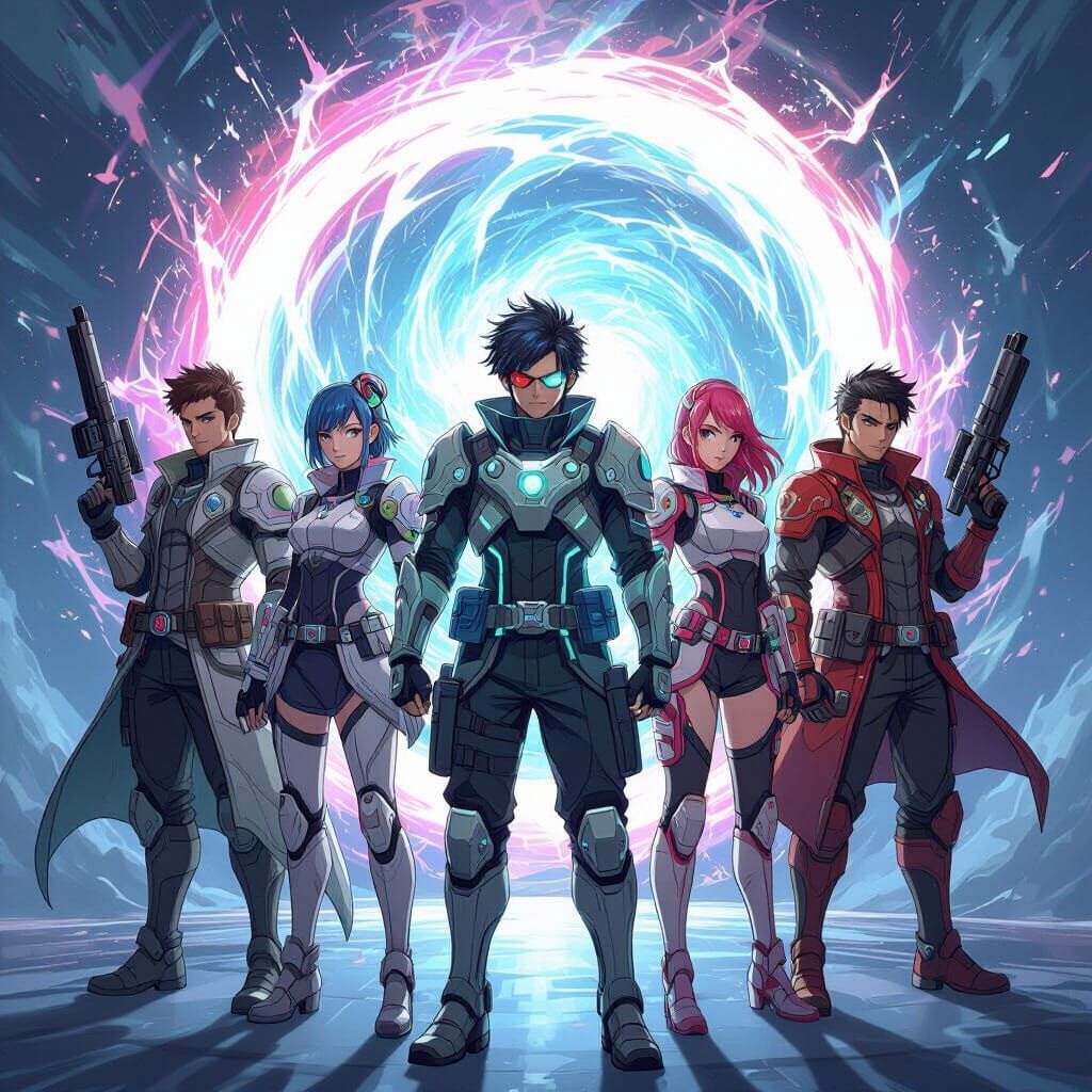 Heroic Gamers in Futuristic Manga Scan Style