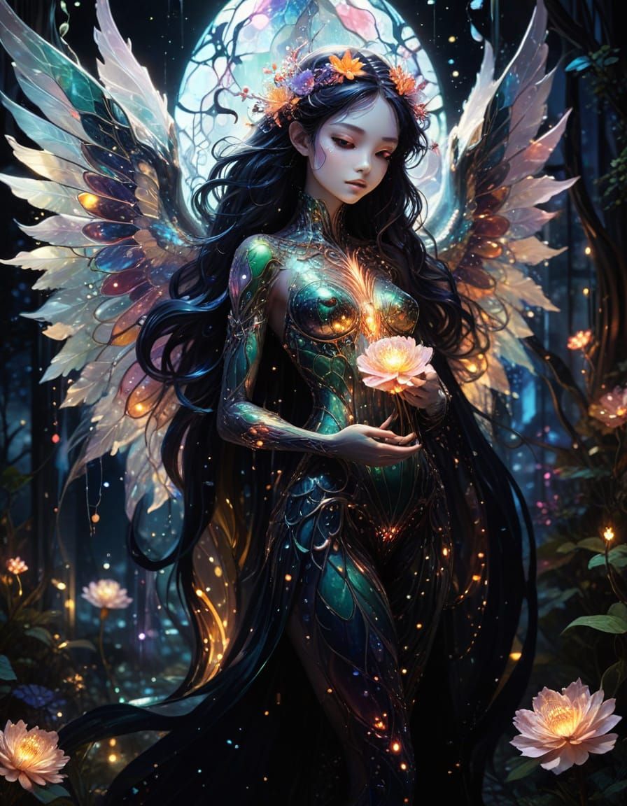 Celestial Dreamscapes: Anime-Inspired Alien in Bloom