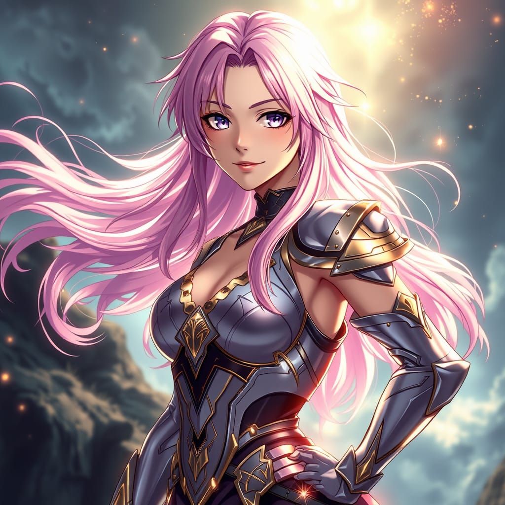 Ethereal Fantasy Warrior in Hyper-Realistic Anime Style