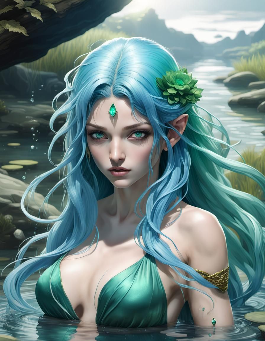 Water Spirit in Pond: Fantasy Concept Art