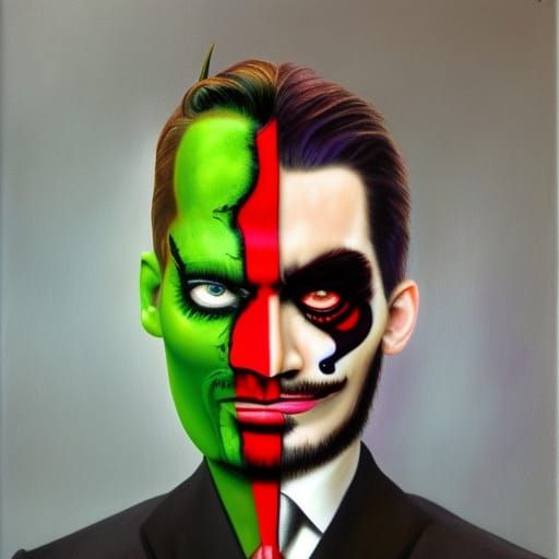 Jacksepticeye as Two-Face: Surreal Oil Painting