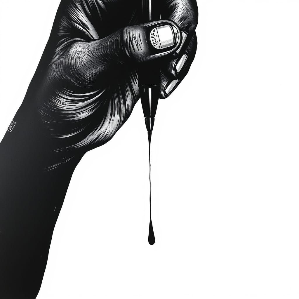 Expressive Black and White Ink Drip Art