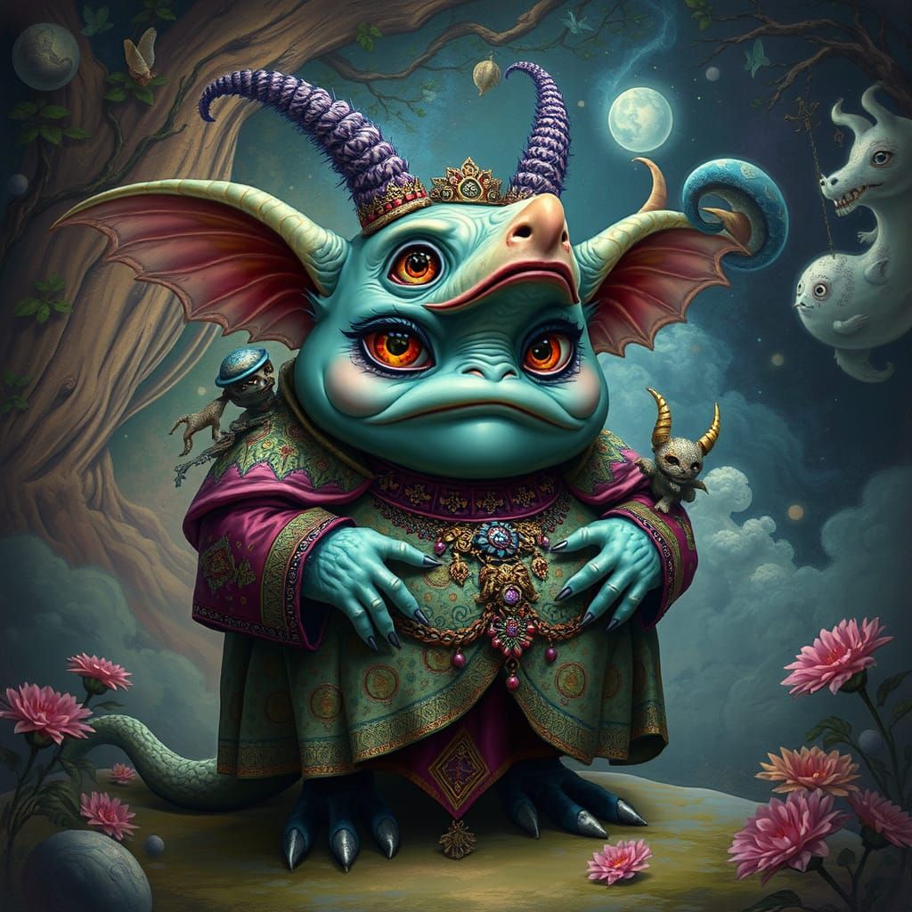 Mystical Creature in Surreal Environment