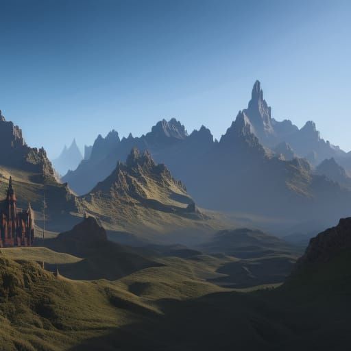 T-Shirt Design: Detailed Matte Painting in Deep Color