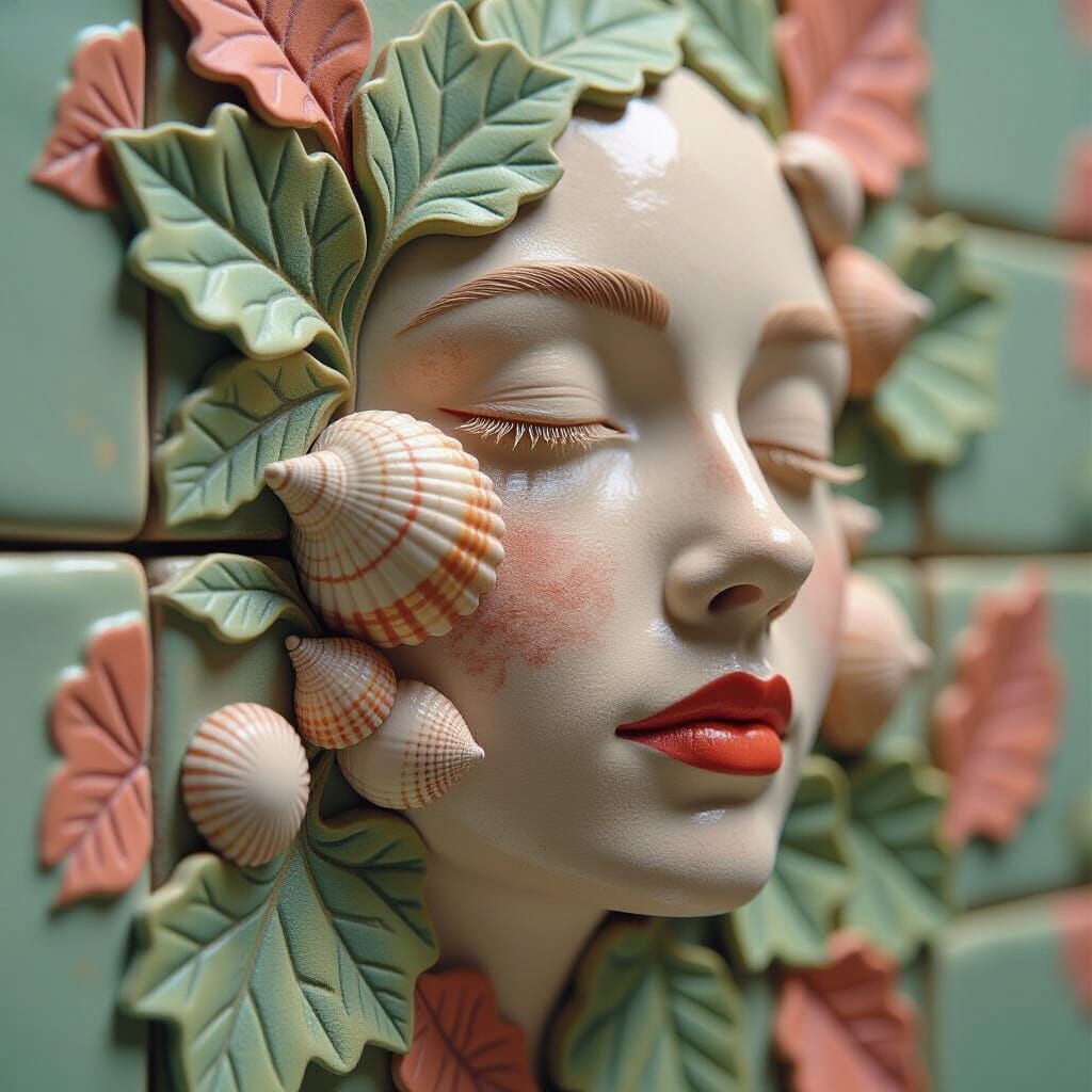 Hyperrealistic Ceramic Tile with Intricate Tactile Patterns