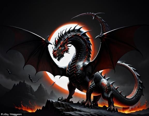 Fiery Dragon in Dynamic Fantasy Art Style