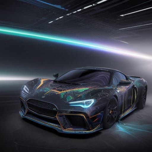 Cosmic Spectral Car with Volumetric Lighting