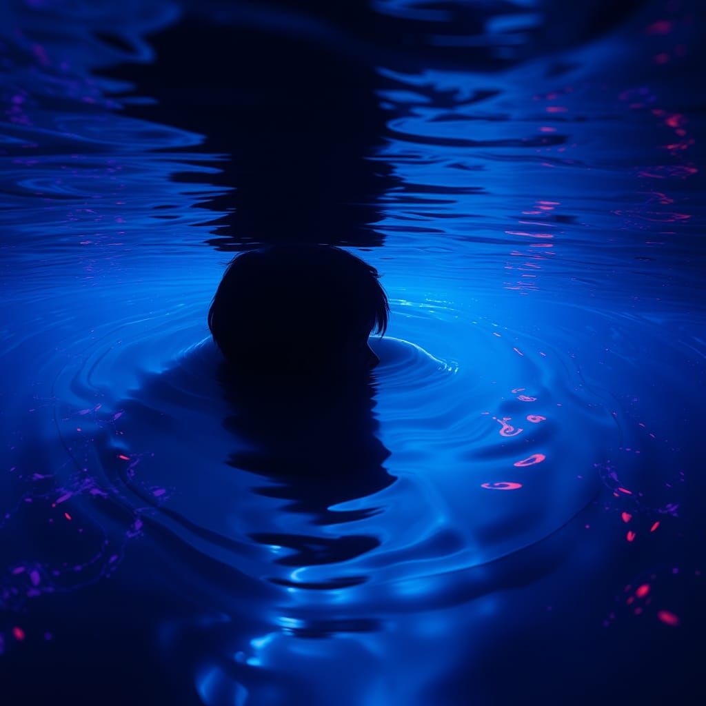 Ethereal Silhouette Reflected in Liquid Mirror